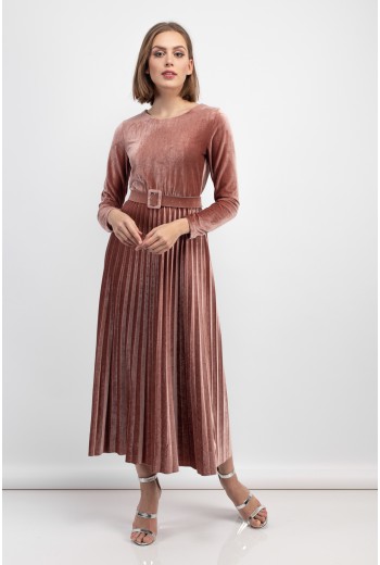 Velvet pleated dress